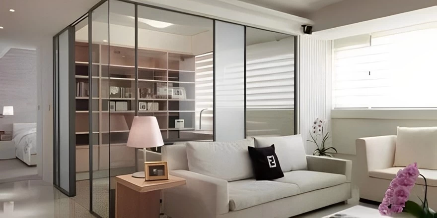 living room partition wall glass