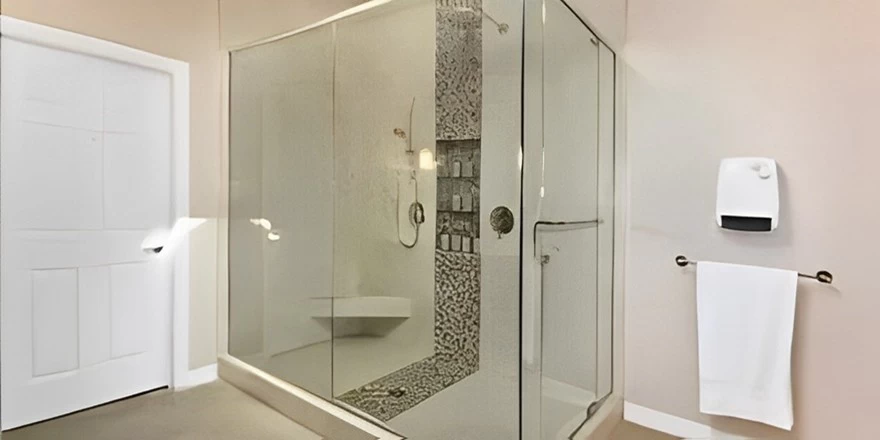 bathroom shower door wall partition glass