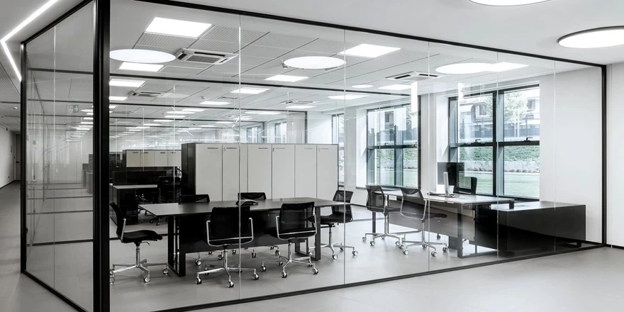 glass divider wall office partition supplier