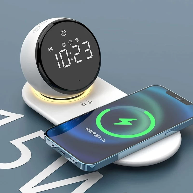 China Clock Bluetooth Speaker  with wireless charger manufacturer