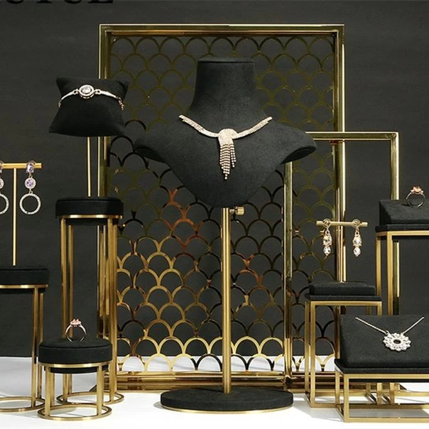 Yadao black color metal jewelry display set for the jewelry store windows