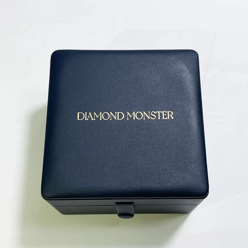 Inserto multifunzionale con design a bottone in pelle pu blu navy per varie confezioni regalo di gioielli