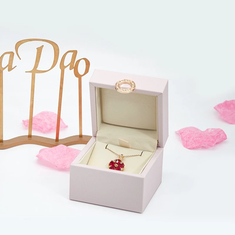 baby pink pu leather jewelry packaging box love gift packaging ring pendant bangle box