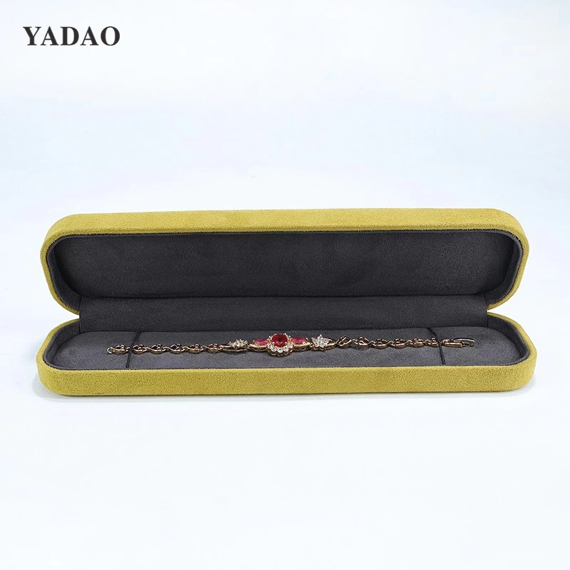 2023new arrival leaf yellow color suede jewelry packaging box
