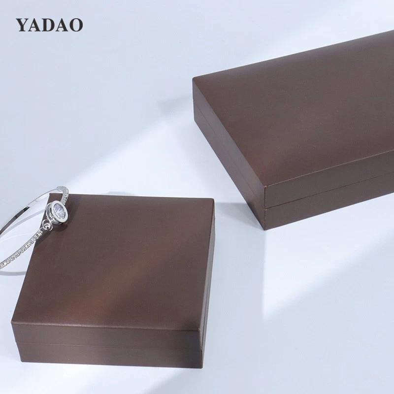 fashion design brighter yellow color custom suede material jewelry set packaging plastic box new launch style - COPY - jefjmc