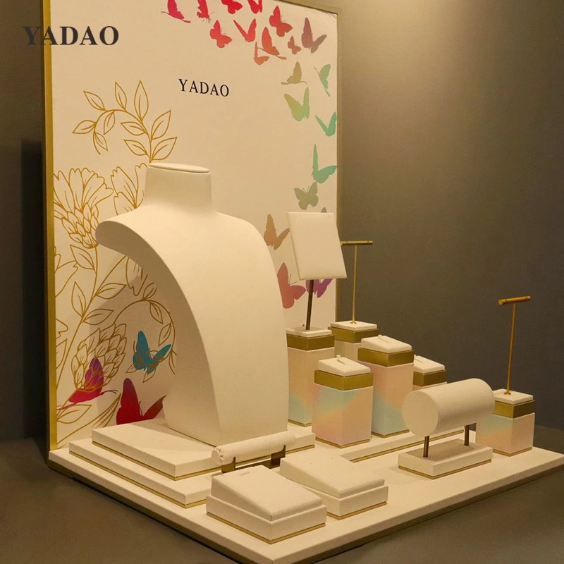 الأبيض التدرج نمط فراشة عرض المجوهرات المخصصة الدعائم مجموعة الماس النمط الكلاسيكي