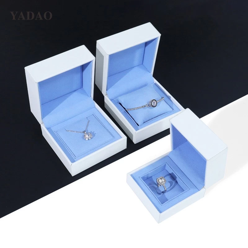 Microfiber high end navy blue bespoke custom jewelry packaging design off set logo set box  - COPY - vf8v2t