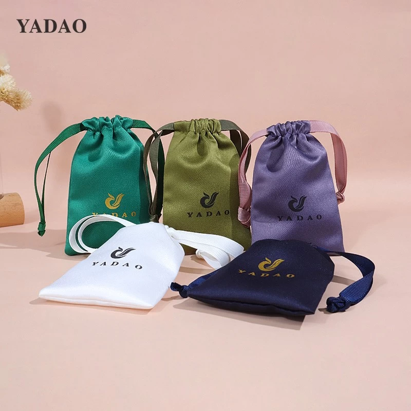 asequible buena calidad vender bien satén de seda brillante tienda de joyas accesorios regalos embalaje cordón cinta bolsa bolsa tienda en línea