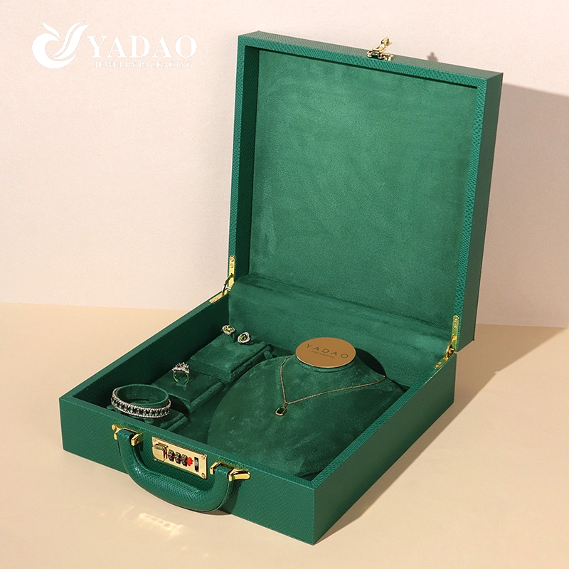 Custom PU Leather Jewelry Tray Box with Velvet Lining and Combination Lock