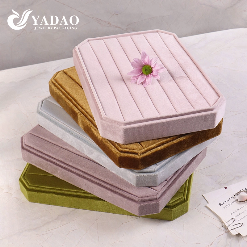 New Octagonal Ultra-Fine Velvet Ring Tray 5 Colors Customizable Jewelry Shop Display Solution Released by YADAO