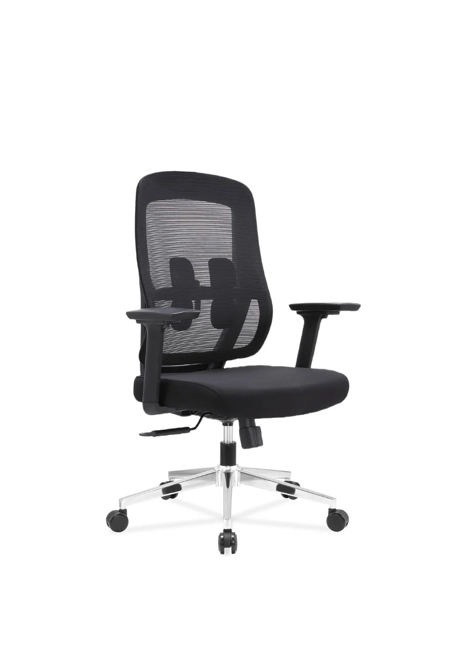 Newcity 647B Scaun de computer cu plasă cu spate mijlociu, respirabil, pivotant 360°, cu cotiere reglabile pentru biroul acasă