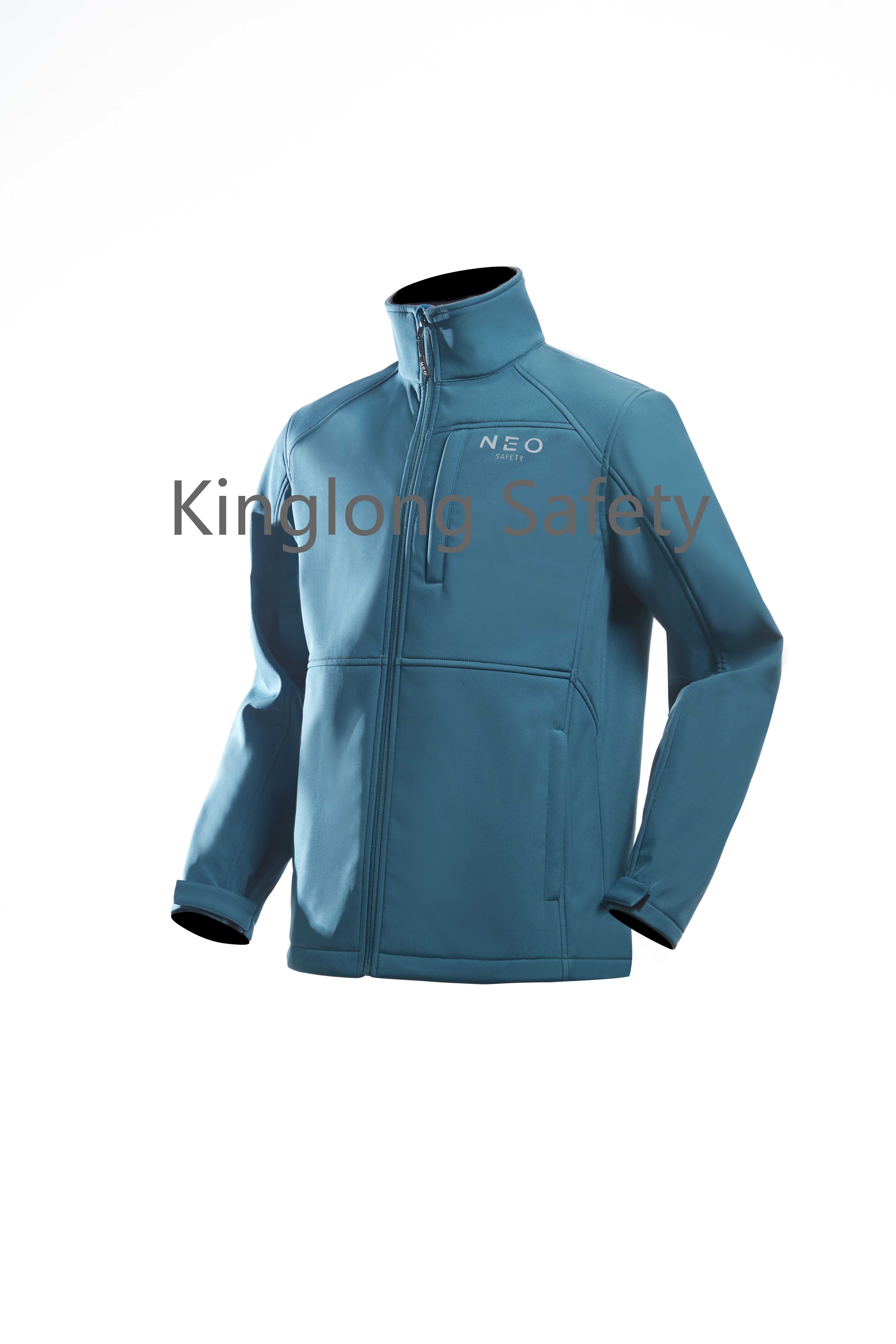 Čína OEM nový cardigan zip límec modré barvy větruodolná softshellová bunda Čína dodává barevnou kombinaci softshellová bunda výrobce