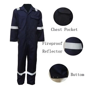 China China Supplier Fireproof Coverall,100% Cotton Workwear Coverall with brass zipper manufacturer
