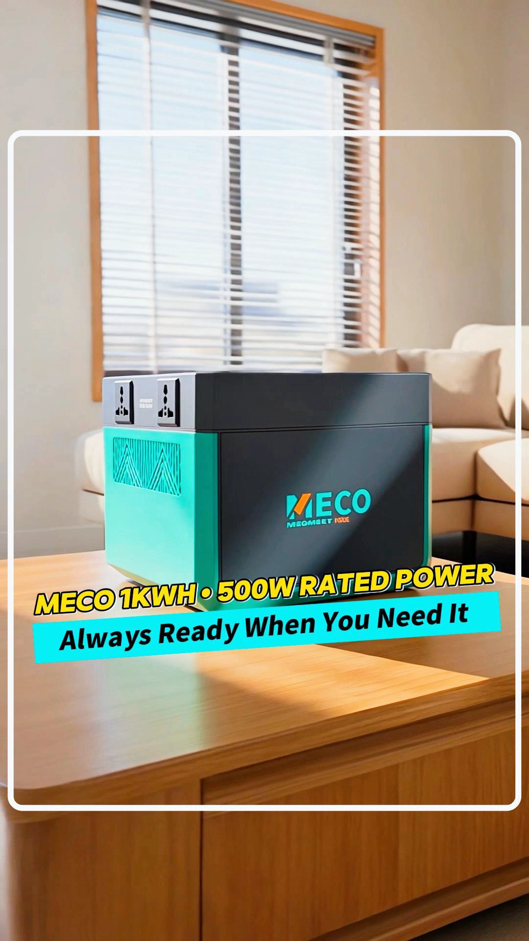 MEGMEET MECO Portable 1008.4Wh 1000W Solar Power Station Generator LiFePO4  with MPPT Controller