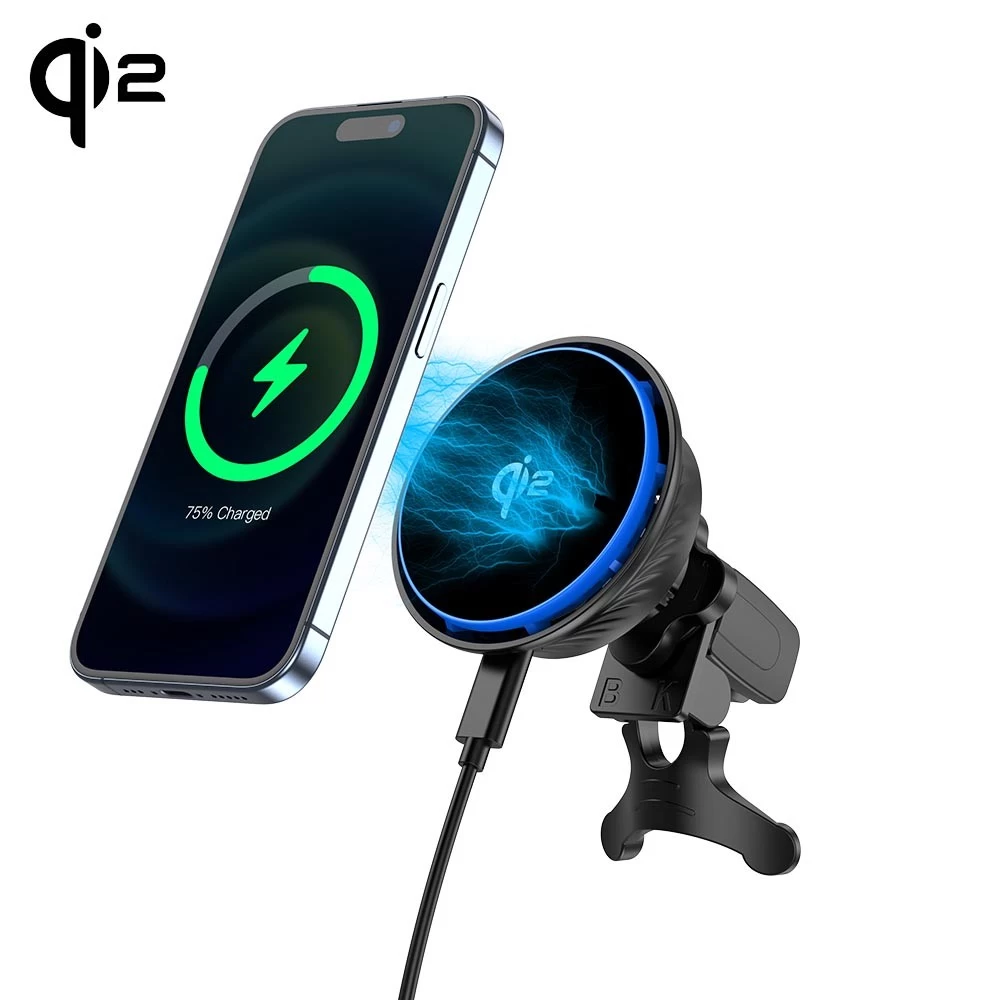 China 15W QI2 zertifiziertes drahtloses Auto Ladegerät QI2 15W Wireless Ladegerät Lüfter Kühlung Wireless Ladegerät Hersteller