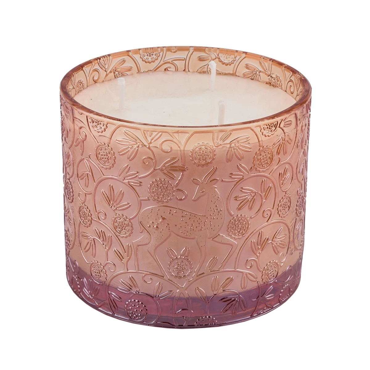 Wholesale reds deer pattern glass candle jars with lids