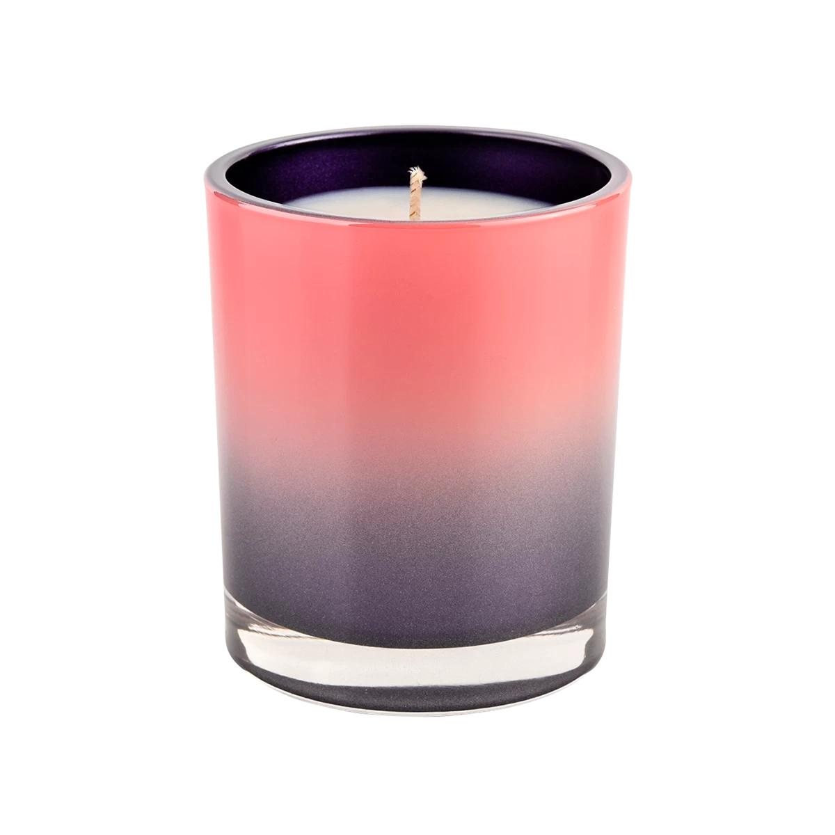 Luxury purple gradient pink glass candle jar inside spray color home decor