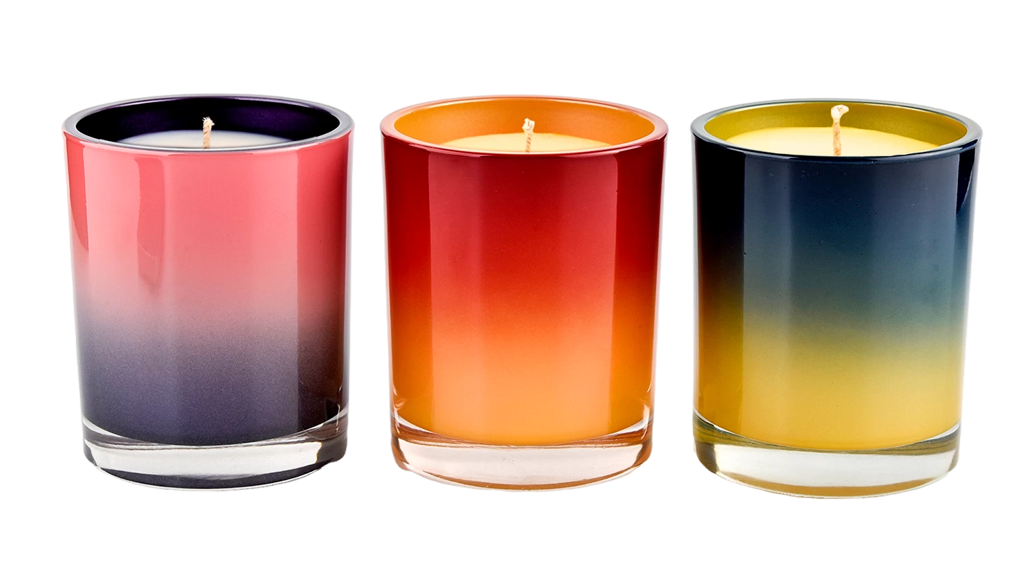 Yellow gradient black color decoration 10oz glass candle vessels