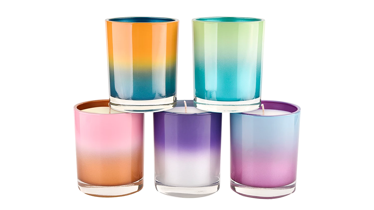 10 oz Straight Edge Glass Candle Container Purple Gradient Blue Decoration