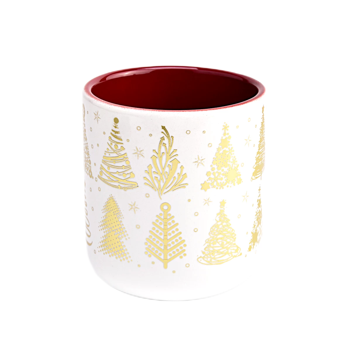 Wholesale 414ml empty christmas applique printing ceramic candle jars