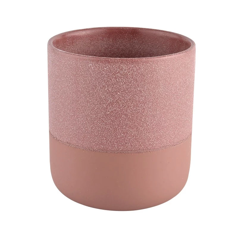 Customized scented candle vessels pink ceramic candle jar