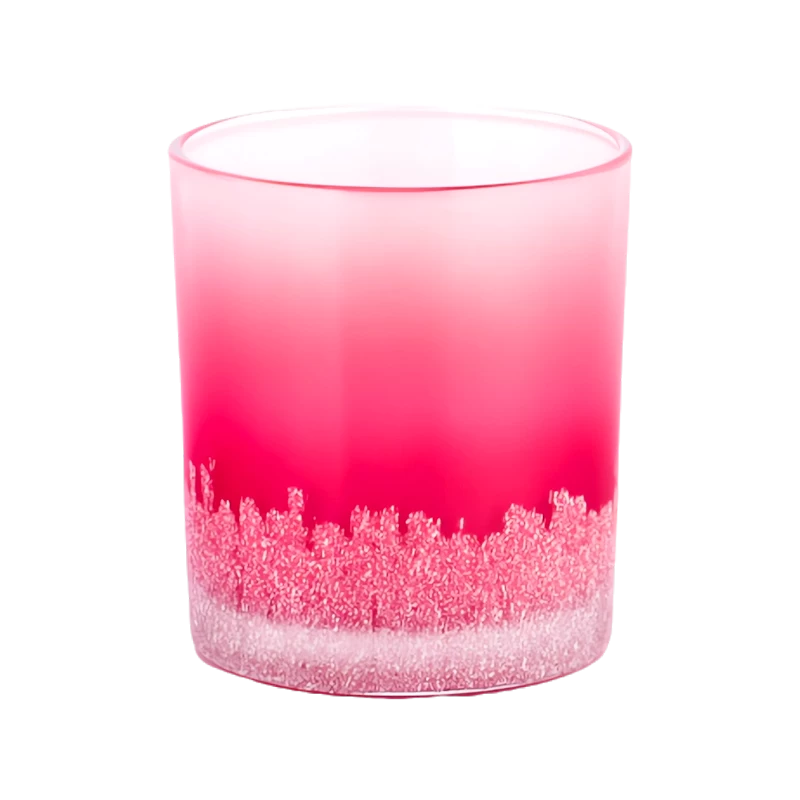 Wholesale suppliers christmas hand applique gradient red glass candle jars