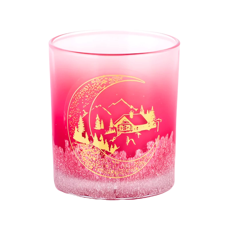 Wholesale gradedient red glass candle jar decals