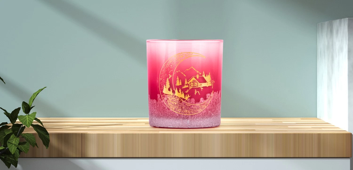 Wholesale suppliers christmas hand applique gradient red glass candle jars