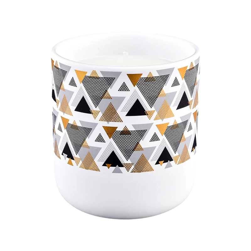 Wholesale luxury ceramic candle jars with unique spherical geometric patterns