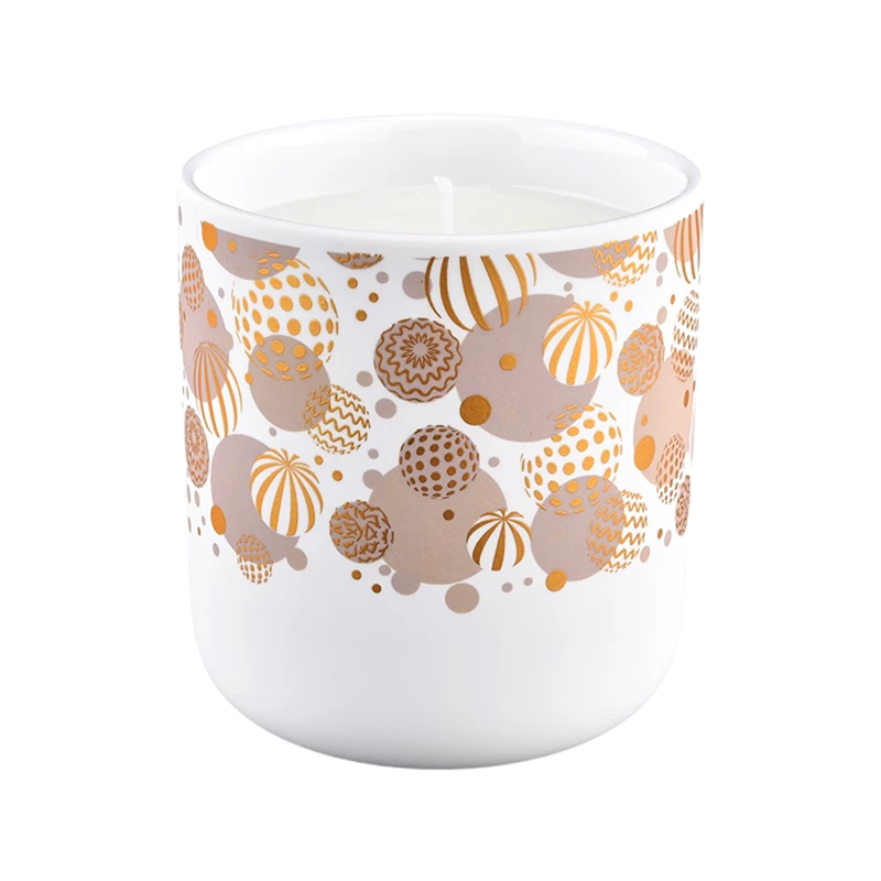 Modern custom 427ml multi-color geometric pattern rubber paint ceramic candle holder