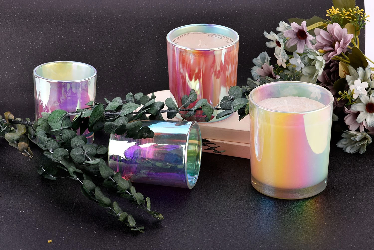 iridescent glass candle jars wholesale