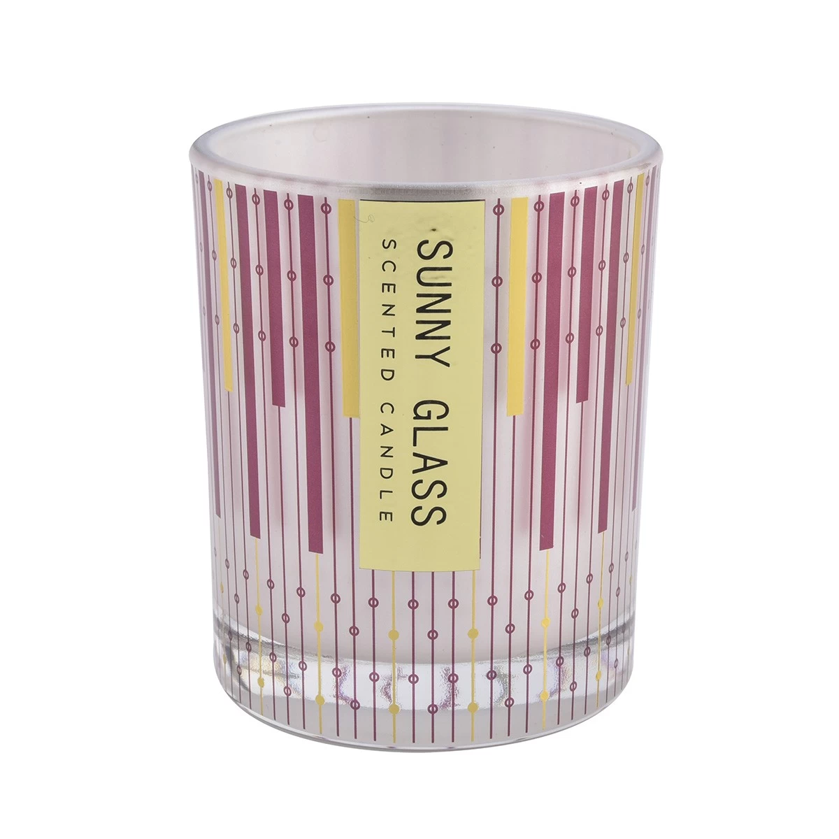 Luxury home custom vertical stripe blue and yellow glass candle jar