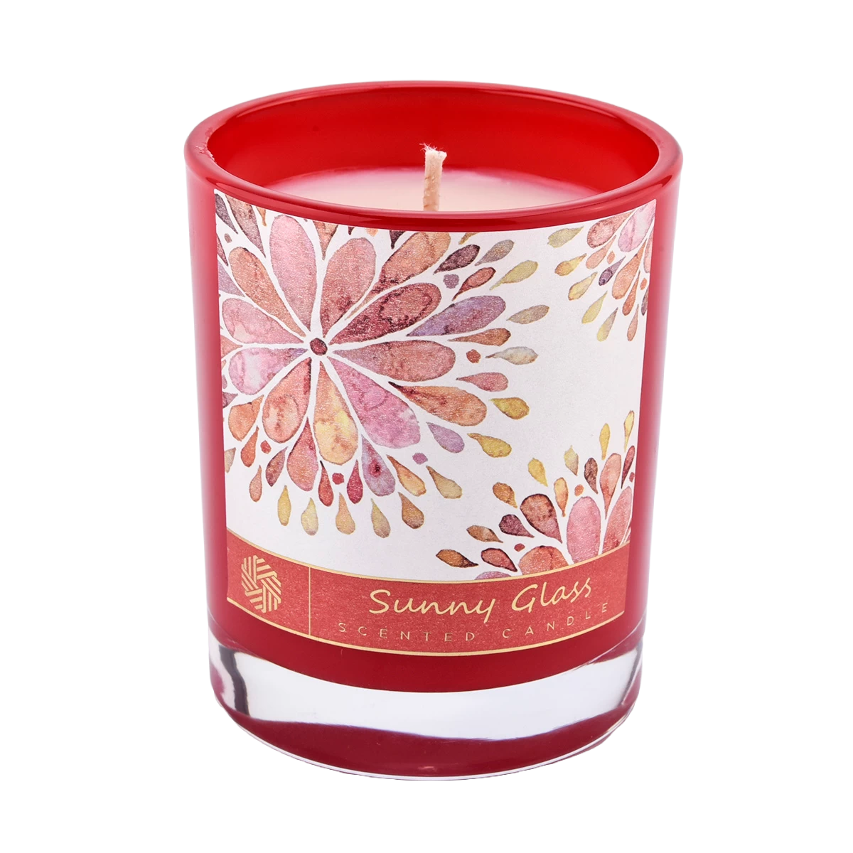 Wholesale custom red outside spray solid color glass candle jar