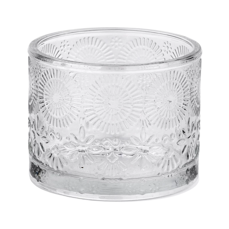Wholesale sun flower glass candle jars candle holders manufacturers