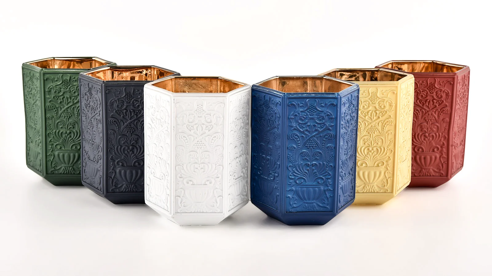 Factory Direct Sales Baroque Gold-Plated White Glass Candle Jar