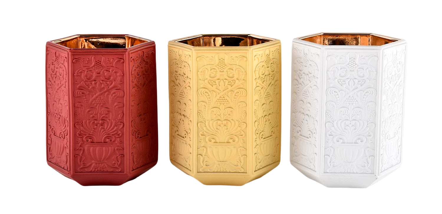Luxury custom baroque gold-plated red european style glass candle jar