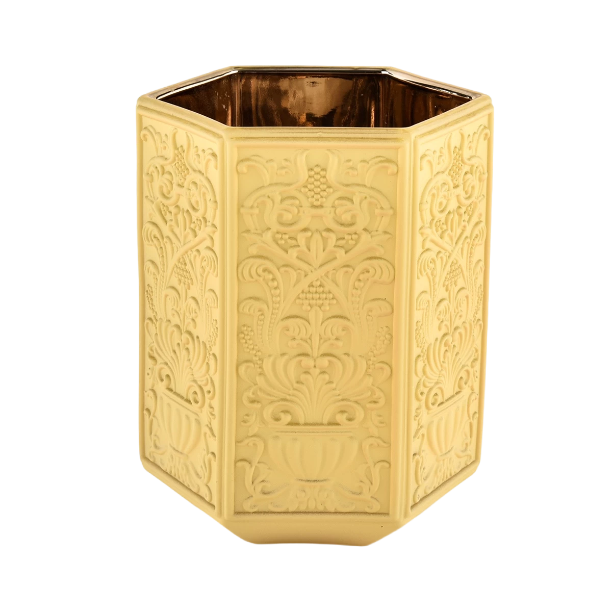 Luxury custom baroque gold-plated red european style glass candle jar