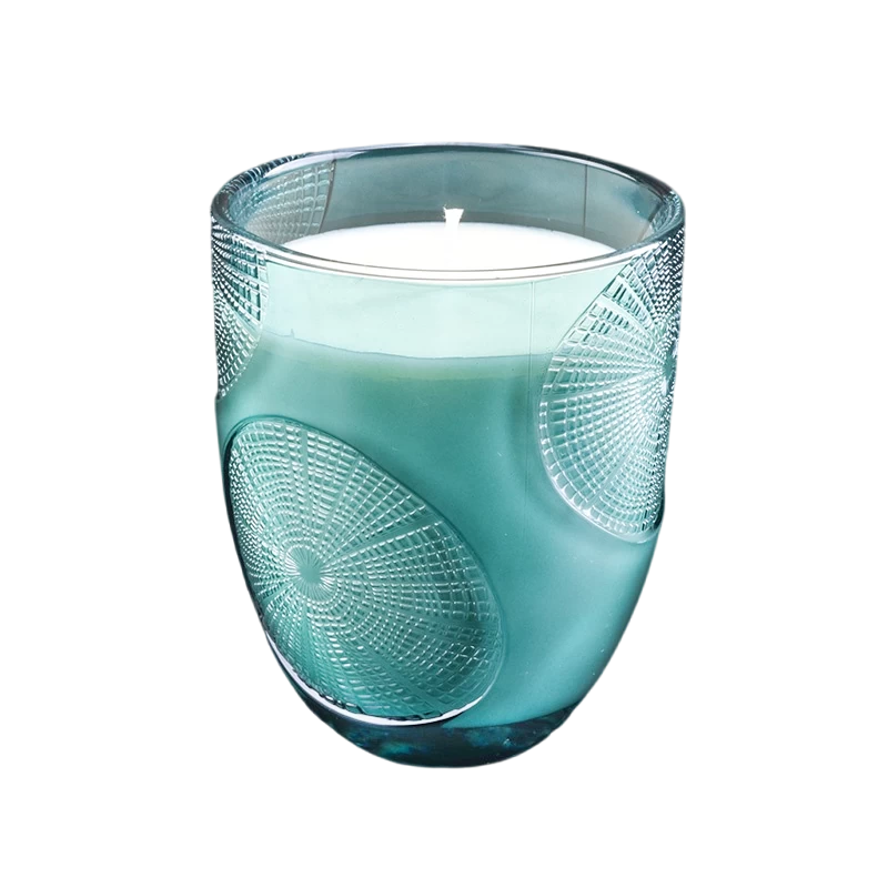 China Modern custom turquoise glass candle jar luxury wholesale wedding decoration for candle making manufacturer