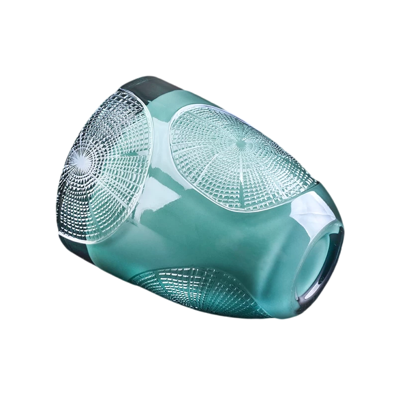 China Modern custom turquoise glass candle jar luxury wholesale wedding decoration for candle making manufacturer