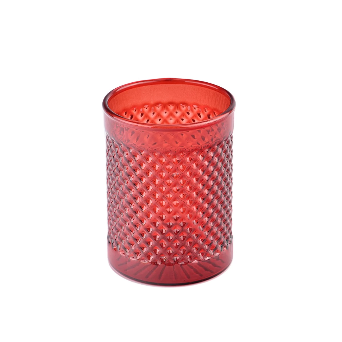 Wholesale dimpled grain pattern yellow empty jar glass candle jar home decoration