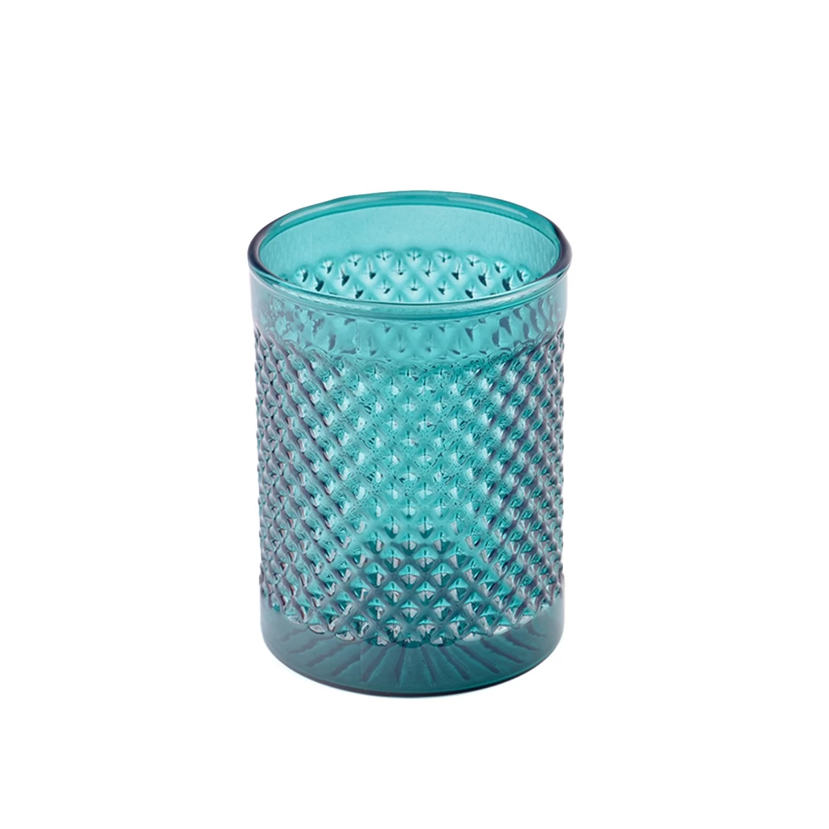 Wholesale dimpled grain pattern yellow empty jar glass candle jar home decoration