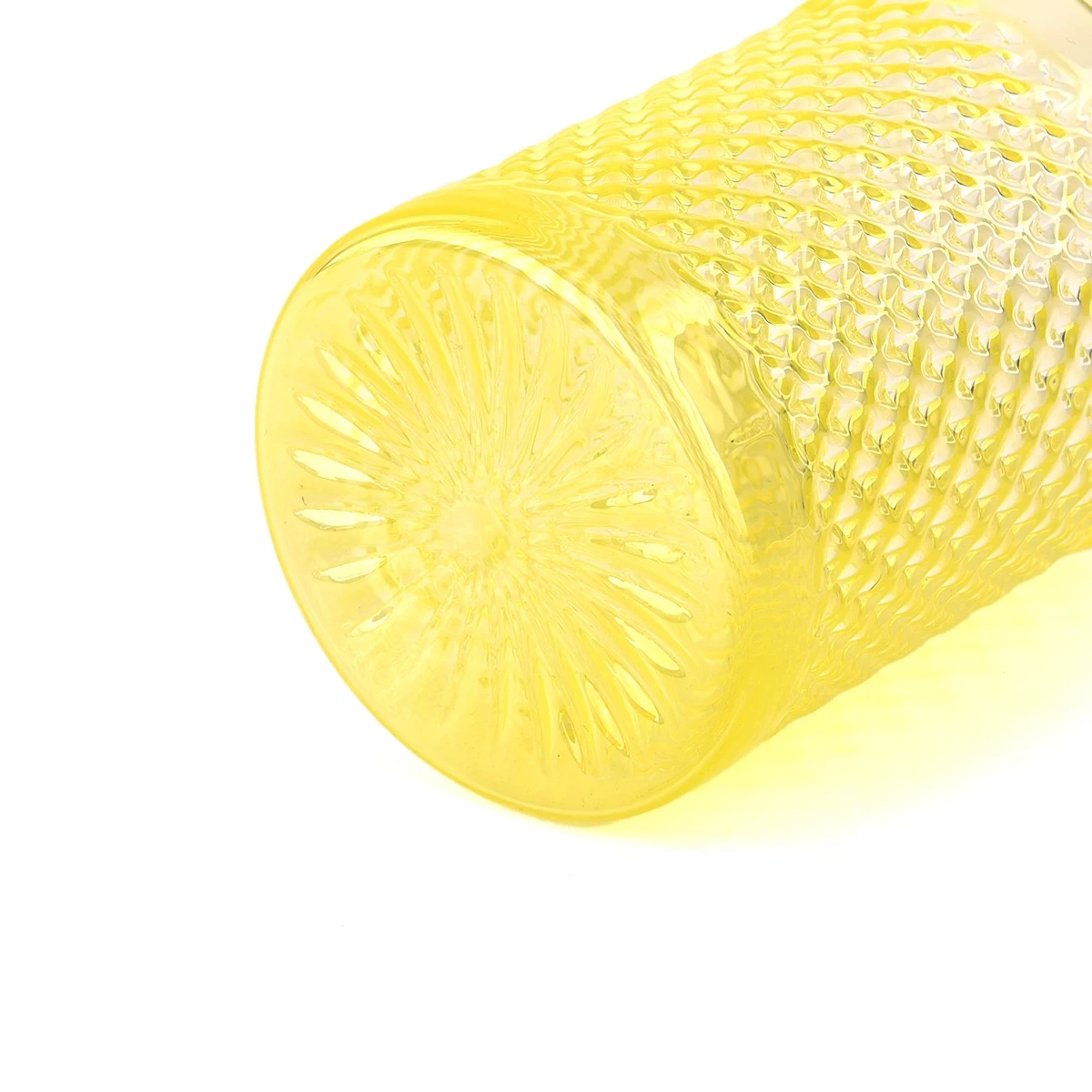 China Wholesale dimpled grain pattern yellow empty jar glass candle jar home decoration manufacturer