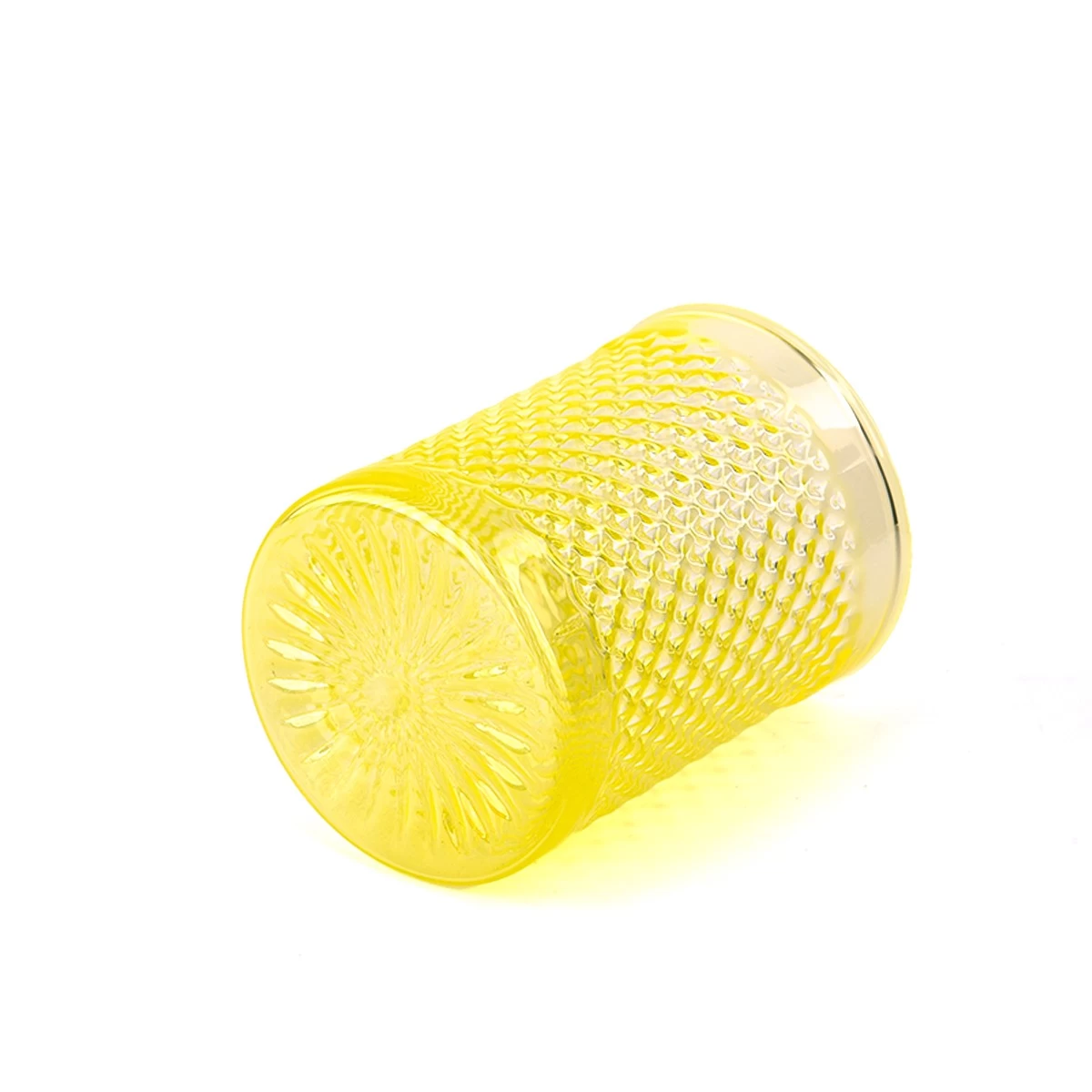China Wholesale dimpled grain pattern yellow empty jar glass candle jar home decoration manufacturer