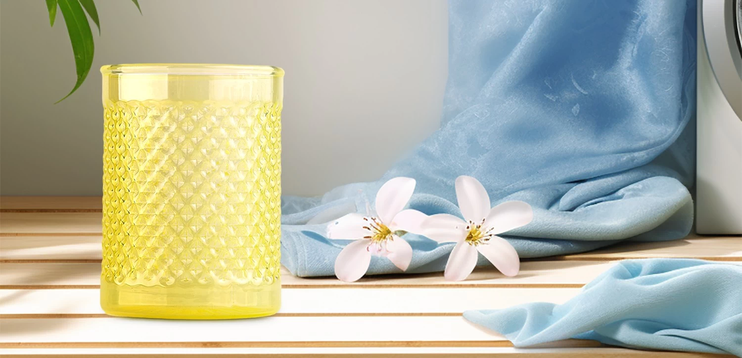 Wholesale dimpled grain pattern yellow empty jar glass candle jar home decoration