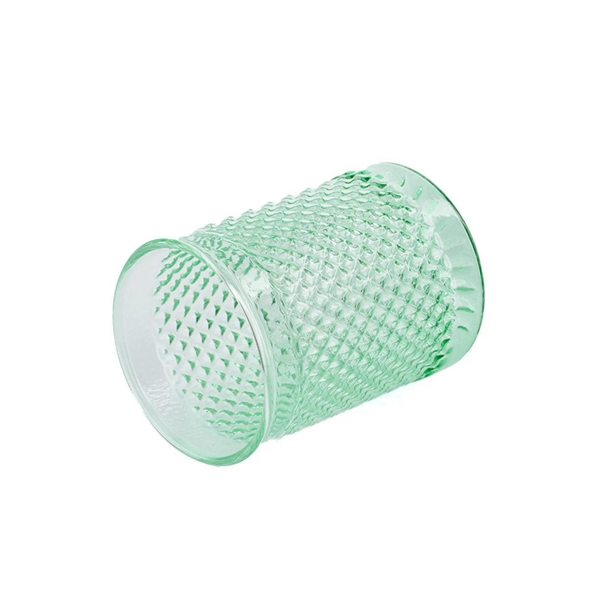 China Wholesale premium color light green recessed grain glass candle jar manufacturer