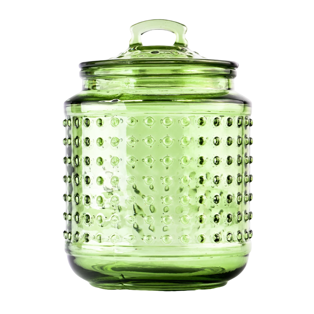 China Wholesale bulk empty green spot glass candle jar with lids manufacturer