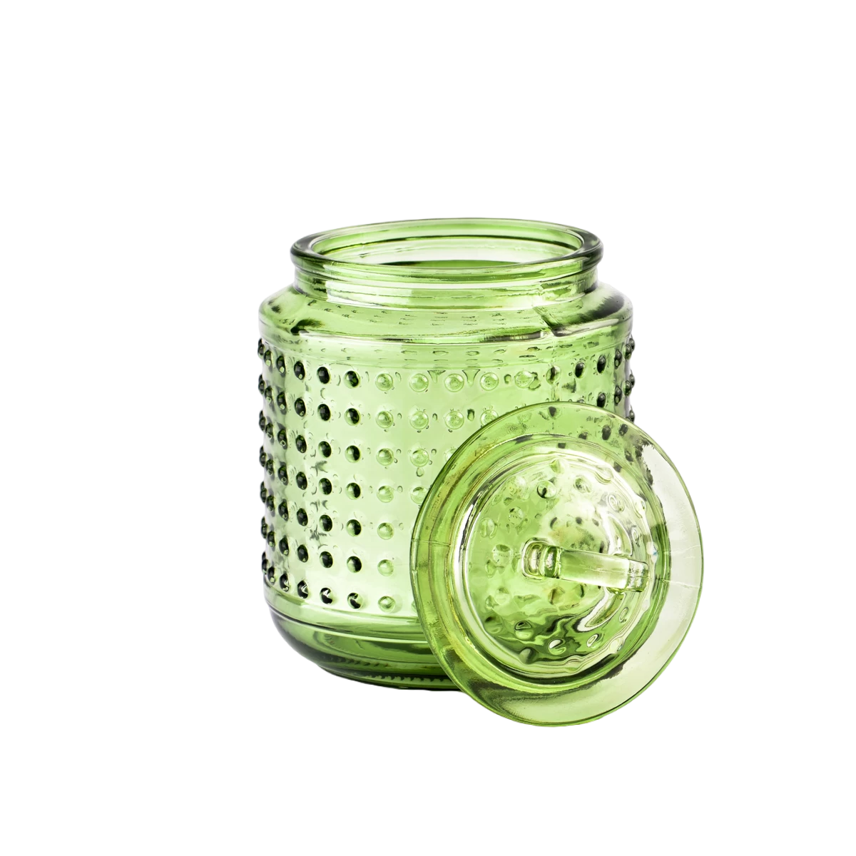 Custom orange spot glass candle jar with lids wholesaler