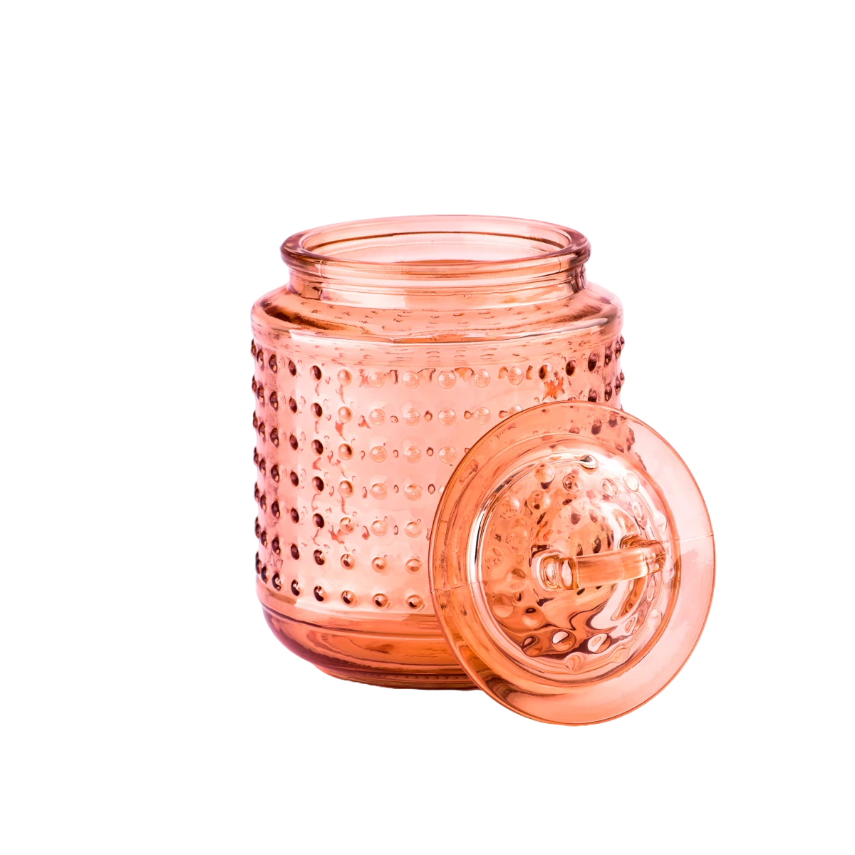 Custom orange spot glass candle jar with lids wholesaler