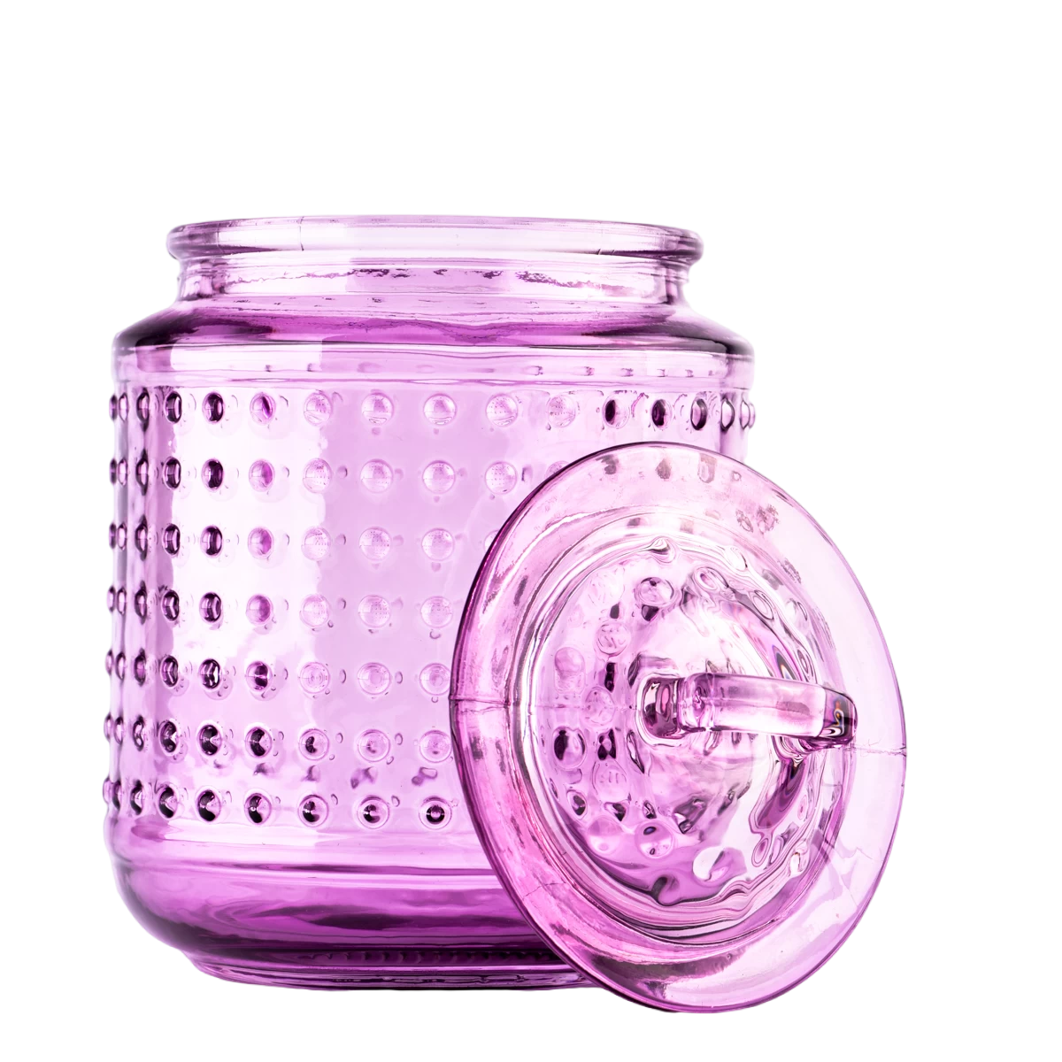 China Luxury empty purple spot glass candle jar with lids for home decor manufacturer