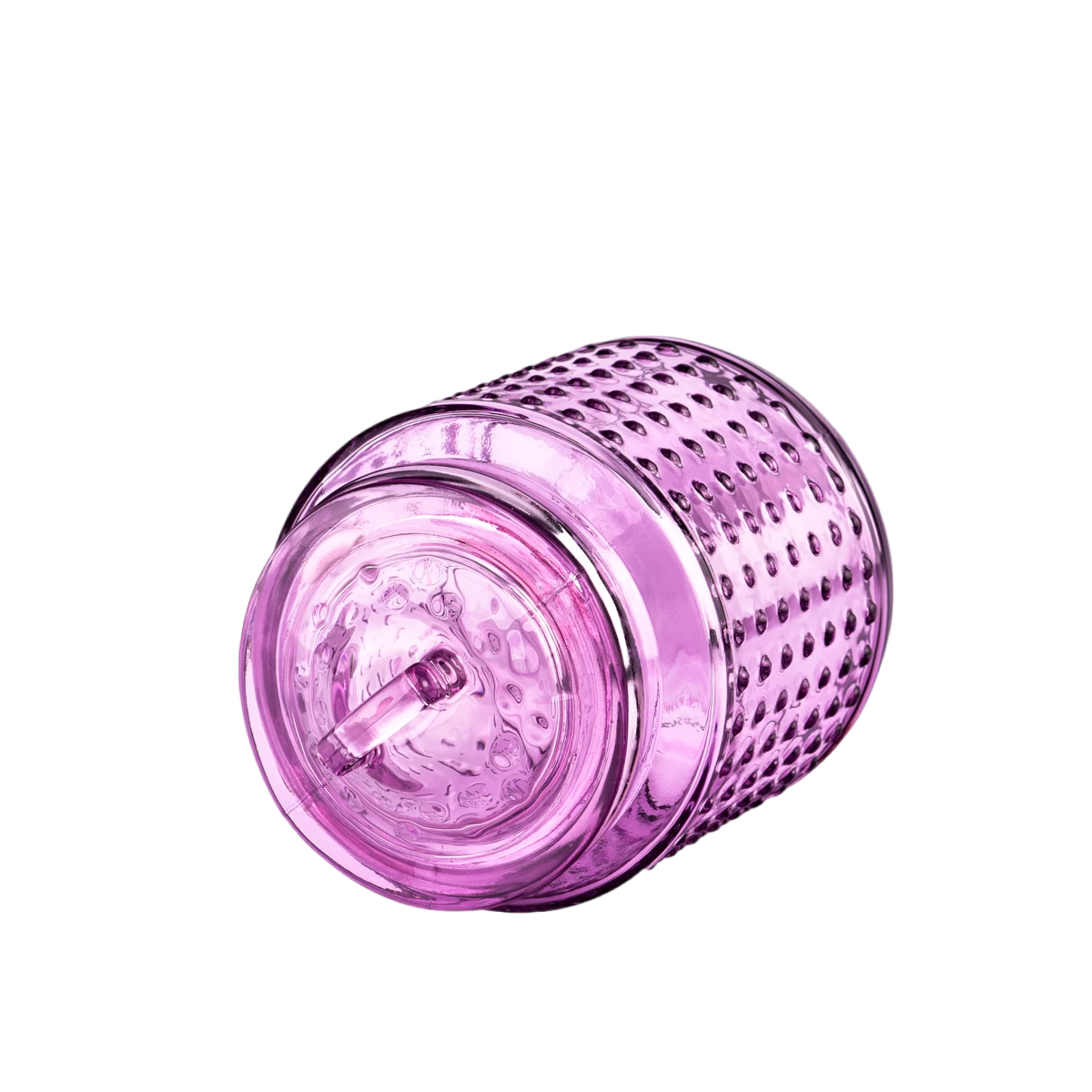 China Luxury empty purple spot glass candle jar with lids for home decor manufacturer